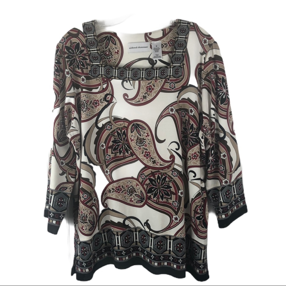 Alfred Dunner Paisley Top Square Neckline Blouse